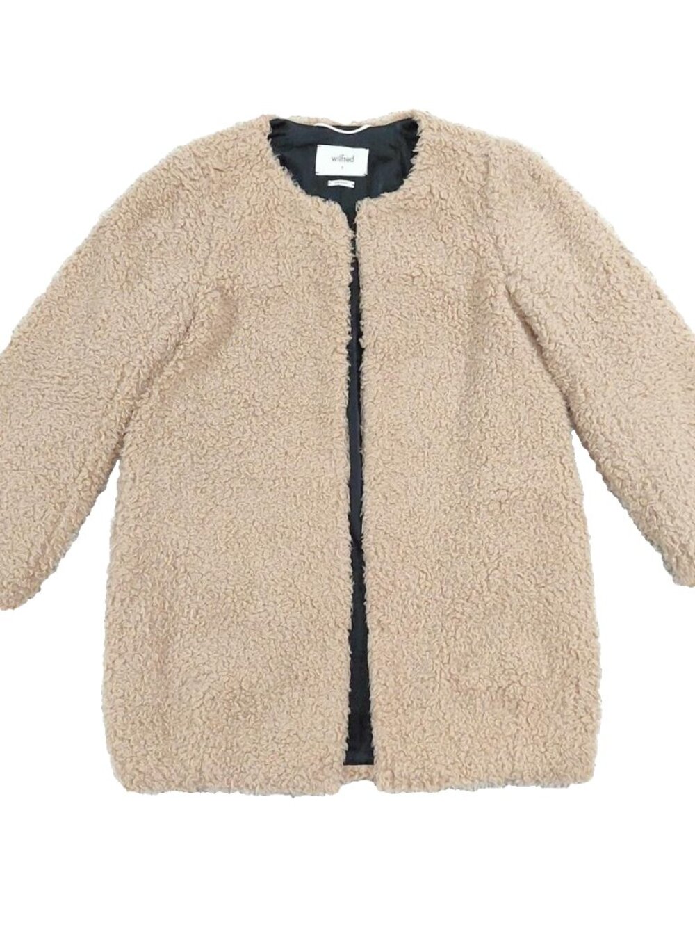 Aritzia Wilfred Free Women's Laboratoire Sherpa Teddy Coat Jacket Beige Sz S